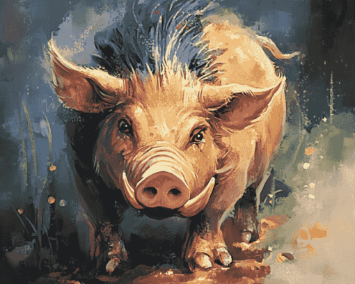 Cartoon Boar Pig Diamond Painting