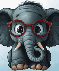 Cartoon Elephant Glasses Diamond Painting