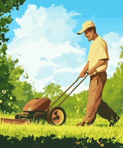 Cartoon Mowing Scene Diamond Painting