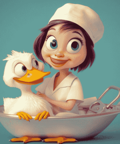 Cartoon Nurse with Duck Diamond Painting