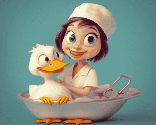 Cartoon Nurse with Duck Diamond Painting