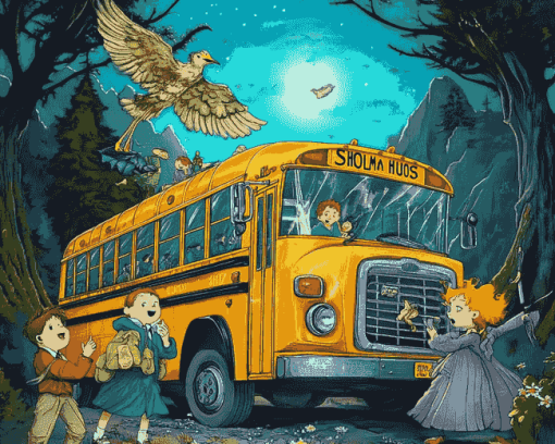 Cartoon School Bus Journey Diamond Painting