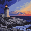 Castle Hill Lighthouse Seaside Scene Diamond Painting