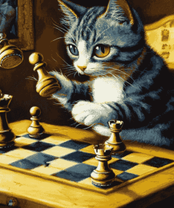 Cat Chess Masterpiece Diamond Painting