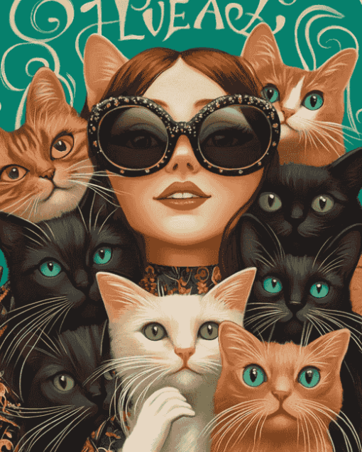 Cat Lady Animation Diamond Painting