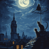 Cat Nights on Roofs Diamond Painting