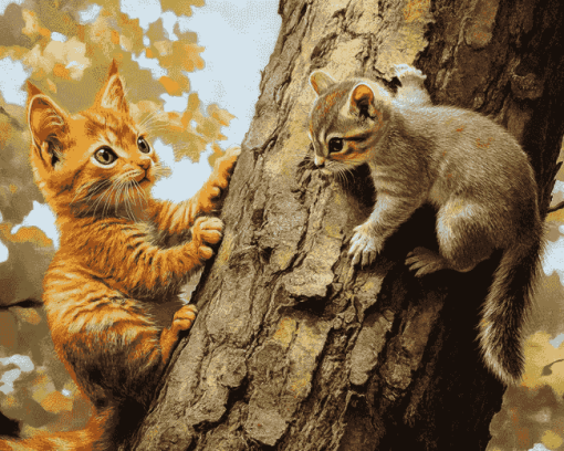 Cat and Squirrel Diamond Painting