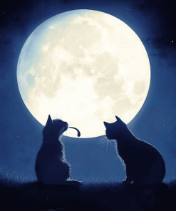 Cats Under Moonlight Diamond Painting