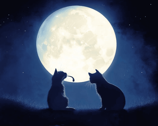 Cats Under Moonlight Diamond Painting