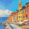 Cervo Liguria Coastline Diamond Painting