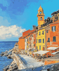 Cervo Liguria Coastline Diamond Painting