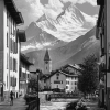 Chamonix Monochrome Towns Diamond Painting