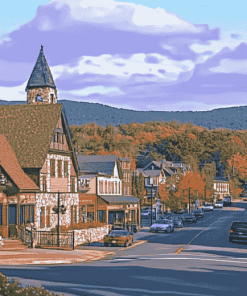 Charming Lake Placid Buildings Diamond Painting