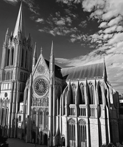 Chartres Cathedral Black And White Diamond Painting