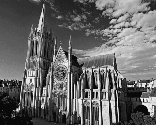 Chartres Cathedral Black And White Diamond Painting