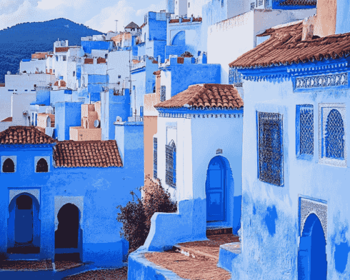 Chefchaouen Blue Homes Diamond Painting