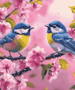 Cherry Blossom with Birds Diamond Painting