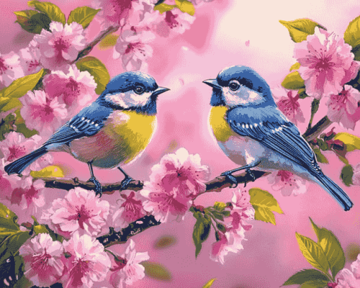 Cherry Blossom with Birds Diamond Painting