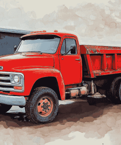 Chevrolet Red Engine Truck Diamond Painting