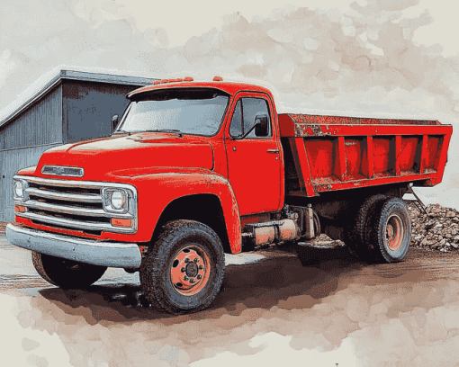 Chevrolet Red Engine Truck Diamond Painting