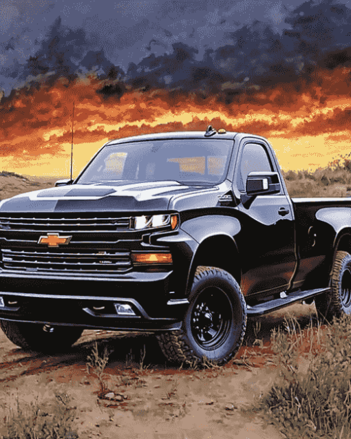 Chevy Truck with Powerful Engine Diamond Painting