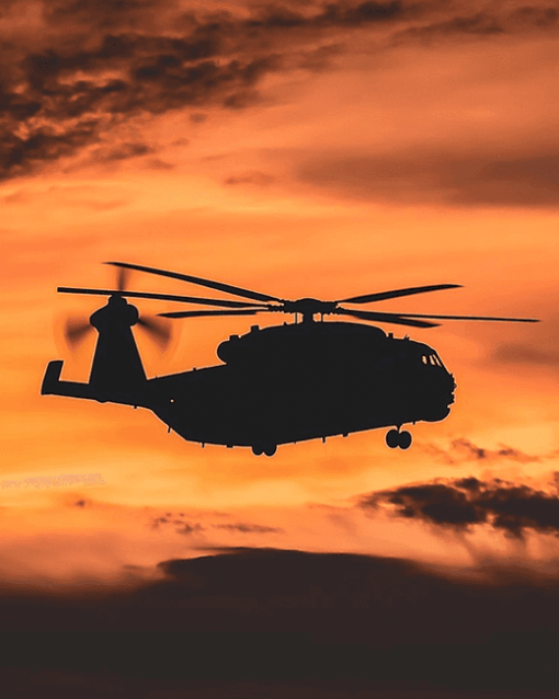 Chinook Aircraft Sunset Diamond Painting