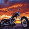 Chopper Bike Sunset Diamond Painting