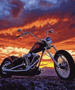 Chopper Bike Sunset Diamond Painting