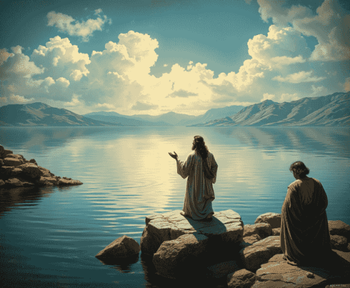 Christ at Lake Tiberias Vintage Diamond Painting