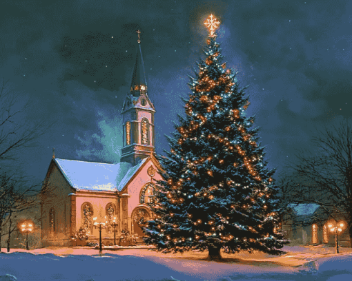 Christmas Church Cathedral Diamond Painting