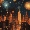 Christmas City Fireworks Diamond Painting