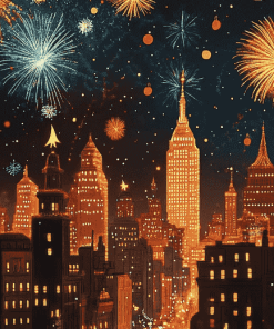 Christmas City Fireworks Diamond Painting