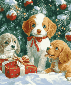 Christmas Kittens and Puppies Diamond Painting