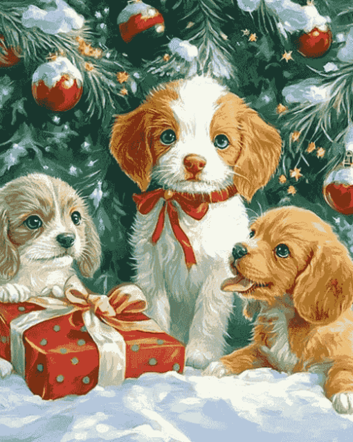 Christmas Kittens and Puppies Diamond Painting