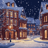 Christmas Night with Snowy Homes Diamond Painting