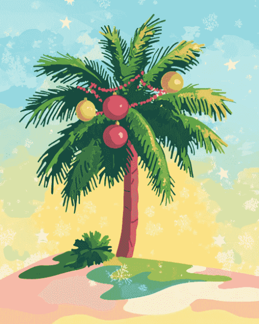 Christmas Palm Tree Art Diamond Painting