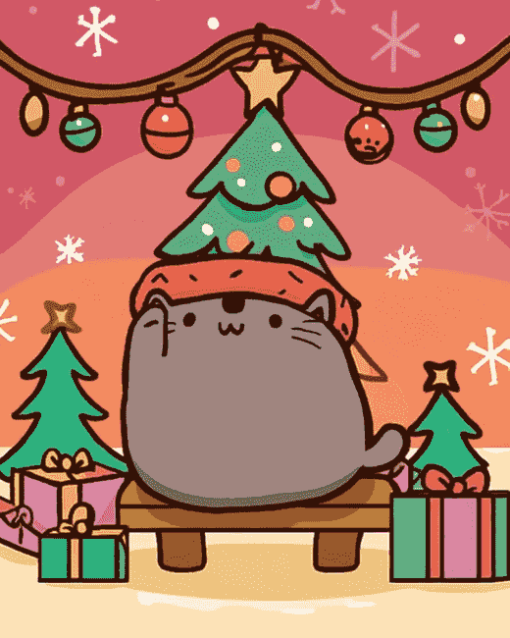 Christmas Pusheen Animation Diamond Painting