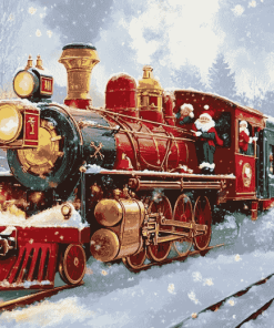 Christmas Santa Claus Train Diamond Painting