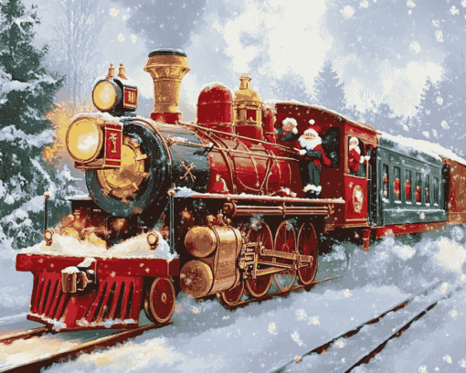 Christmas Santa Claus Train Diamond Painting