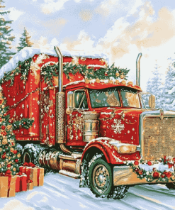 Christmas Vintage Truck Diamond Painting