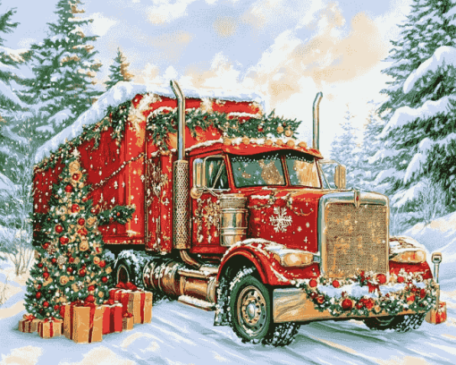 Christmas Vintage Truck Diamond Painting