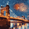 Cincinnati Roebling Fireworks View Diamond Painting