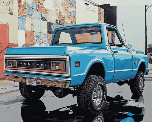 Classic Blue 1968 Chevrolet Truck Diamond Painting