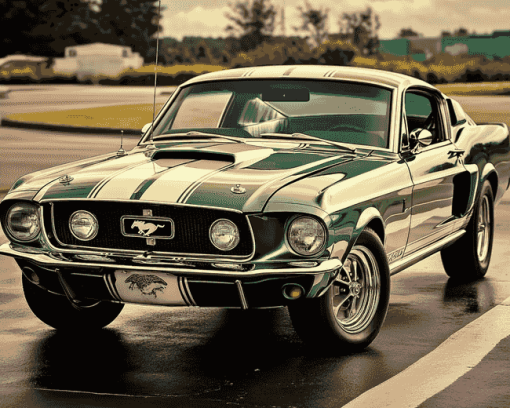 Classic Green Mustang Car Diamond Painting