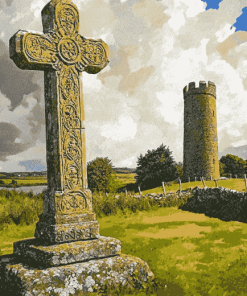 Clonmacnoise Cross Scenic Views Diamond Painting