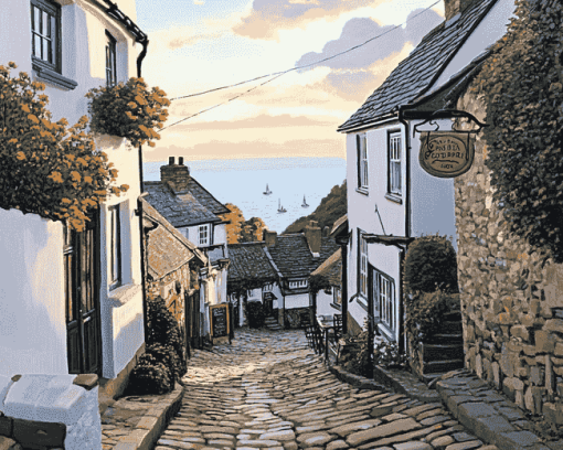 Clovelly Streets and Buildings Diamond Painting