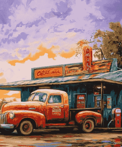 Coffee and Gas Station Trucks Diamond Painting