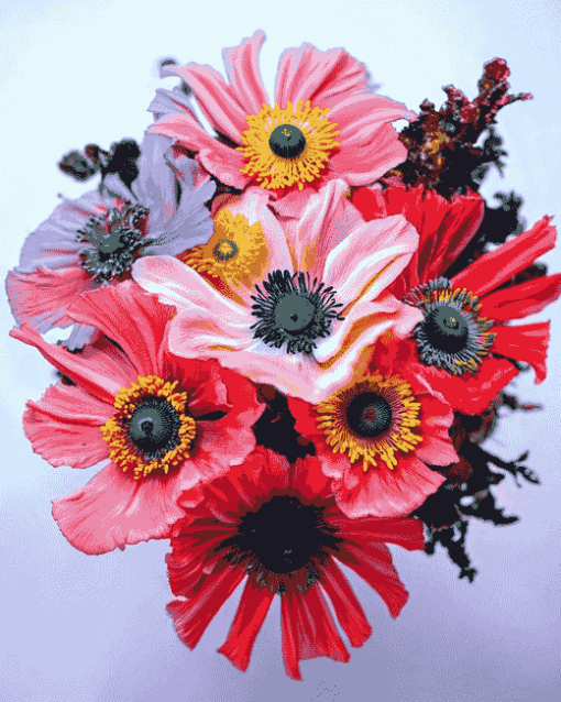 Colorful Anemone Blossoms Diamond Painting