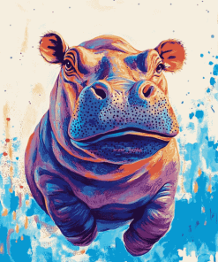 Colorful Baby Hippo Diamond Painting