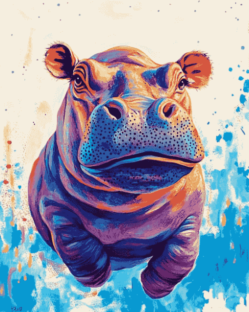 Colorful Baby Hippo Diamond Painting